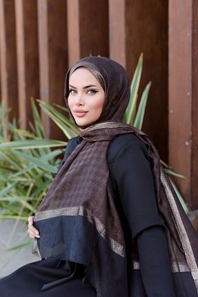 شال قهوه ای زنانه ابریشم Arwella - کد 899104514