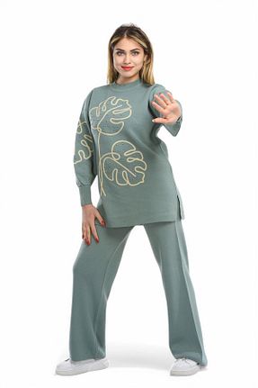 ست بالاتنه و پائین تنه فیروزه ای زنانه تریکو NEWCO - کد 899105391