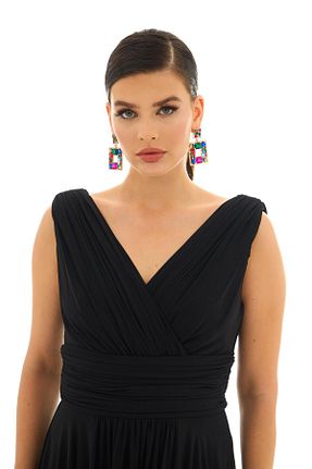 لباس مجلسی سایز بزرگ مشکی زنانه یقه هفت Pierre Cardin - کد 3337064