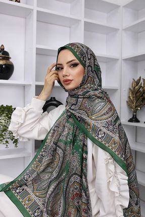 شال خاکی زنانه ابریشم feronis - کد 899109005