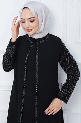 لباس سایز بزرگ مشکی زنانه جیر ELBİSHE - کد 899928346