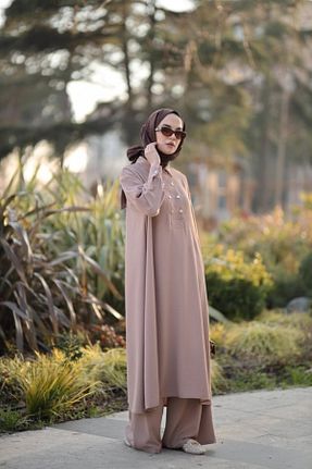 ست بالاتنه و پائین تنه حجاب قهوه ای Relaxed NS Moda - کد 899141622