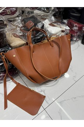 کیف دوشی قهوه ای زنانه چرم مصنوعی ZEUS - کد 898419119