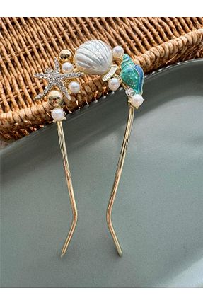 گیره سر طلائی زنانه سنگ کریستال Pelin Aksesuar - کد 825547699