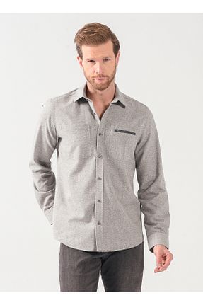 پیراهن طوسی مردانه یقه پیراهنی FABRIKA COMFORT - کد 899147492