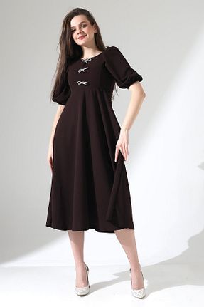 لباس قهوه ای زنانه کرپ Deafox - کد 899157163
