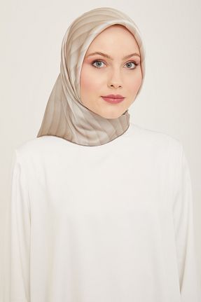 روسری بژ کرپ ساتن ابریشم Armine - کد 899171062