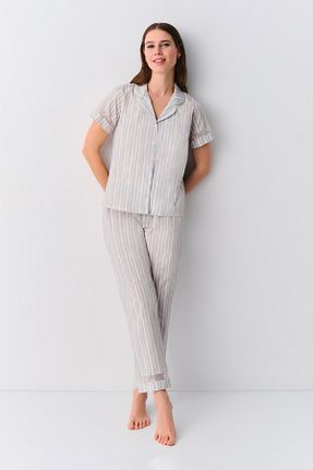 ست لباس راحتی طوسی زنانه ویسکون Suwen - کد 899165816