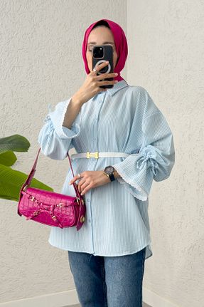 پیراهن حجاب آبی زنانه رگولار Salih Çelebi - کد 899163488