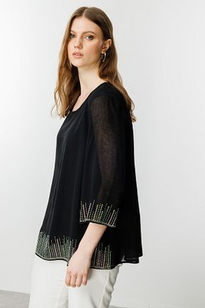 بلوز سایز بزرگ طلائی زنانه Straight Ekol - کد 899193699