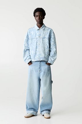 شلوار جین آبی مردانه پاچه گشاد Pull & Bear - کد 899208574