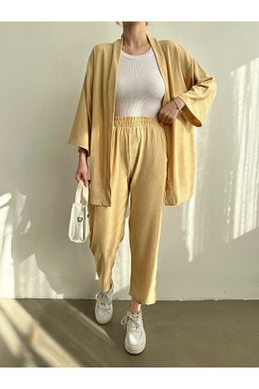 ست بالاتنه و پائین تنه بژ زنانه بافتنی BEJNA - کد 337992234
