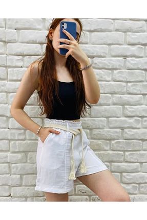 شلوارک و برمودا سفید زنانه فاق بلند Şatafat - کد 862836098