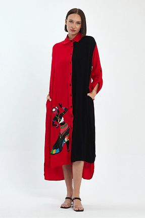 لباس سایز بزرگ قرمز زنانه بافتنی bacc - کد 899253076