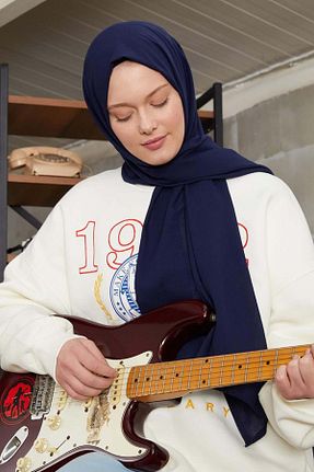 شال سرمه ای زنانه پنبه ای FİVESCARF - کد 899253228