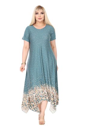 لباس سایز بزرگ سبز زنانه مخلوط ویسکون MELSAY - کد 899254811