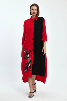 لباس سایز بزرگ قرمز زنانه بافتنی bacc - کد 899253076