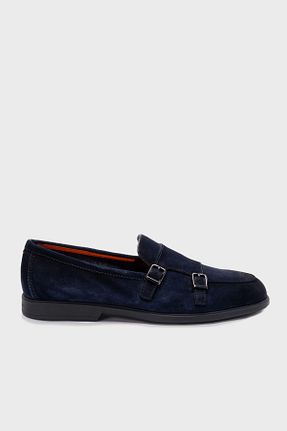 کفش لوفر سرمه ای مردانه چرم خالص Santoni - کد 899255499