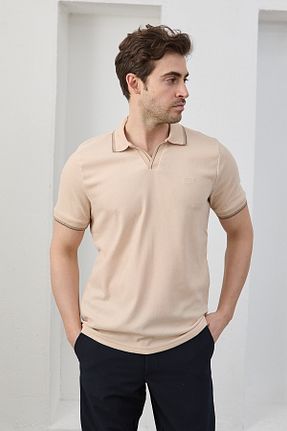 تیشرت بژ مردانه اسلیم فیت RAVANELLI - کد 899269106