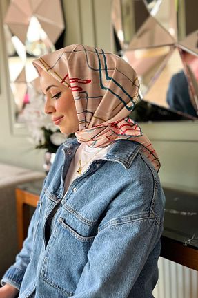روسری سفید کرپ ساتن ابریشم Armine - کد 806625771