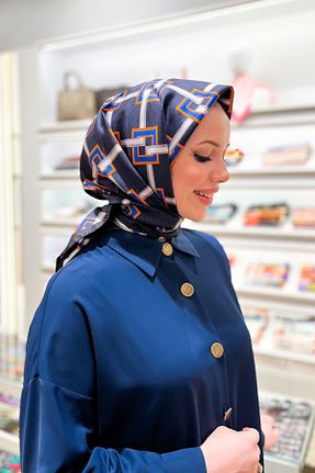 روسری طلائی کرپ ساتن ابریشم Armine - کد 788611469