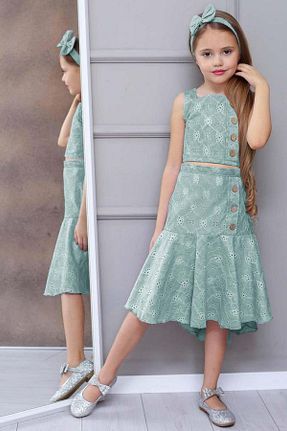 ست بالاتنه و پائین تنه سبز بچه گانه بافتنی Riccotarz - کد 900154243