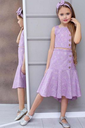 ست بالاتنه و پائین تنه بنفش بچه گانه بافتنی Riccotarz - کد 900154310