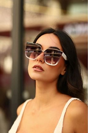 عینک آفتابی سفید زنانه 50 Nilu Moda - کد 899295356