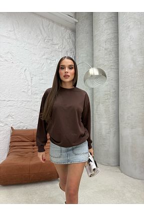سوئیشرت قهوه ای زنانه ساده RESSHO - کد 899303099