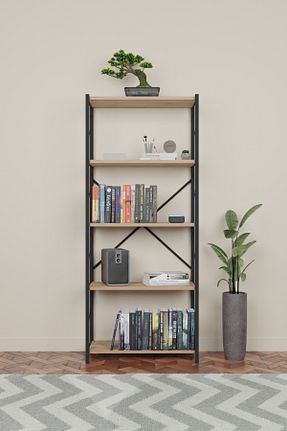 قفسه کتاب قهوه ای 151 سانتی متر Hesapli Mobilya - کد 50056214