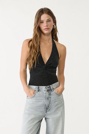 بادی مشکی زنانه یقه هفت Stradivarius - کد 899325833