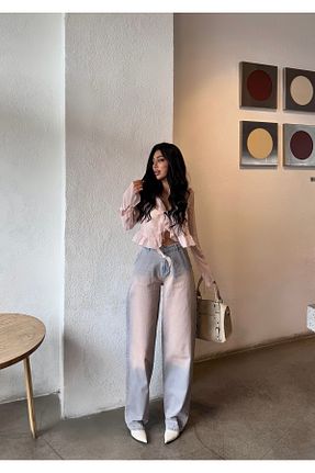 شلوار جین صورتی زنانه پاچه گشاد Swet Shop Jeans - کد 899307224