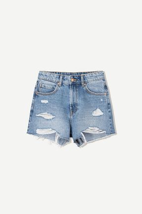 شلوارک و برمودا آبی زنانه اسلیم Bershka - کد 899327767