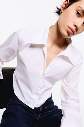 پیراهن سفید زنانه کراپ Bershka - کد 899328477