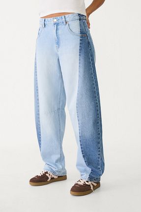 شلوار جین آبی زنانه پاچه گشاد Stradivarius - کد 899340898