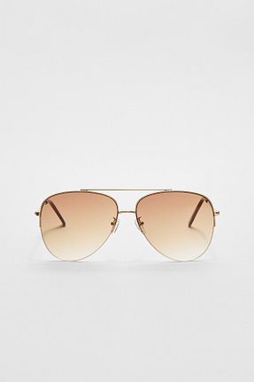 عینک آفتابی قهوه ای زنانه 55 Stradivarius - کد 899333388