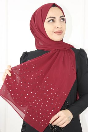 روسری زرشکی شیفون Modabanuda - کد 899329924