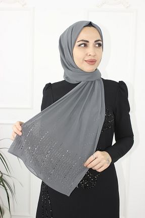 روسری طوسی شیفون Modabanuda - کد 899342422