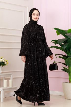 لباس مجلسی حجاب مشکی زنانه یقه ایستاده Sevitli - کد 900165851