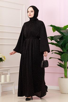 لباس مجلسی حجاب مشکی زنانه یقه ایستاده Sevitli - کد 900165851