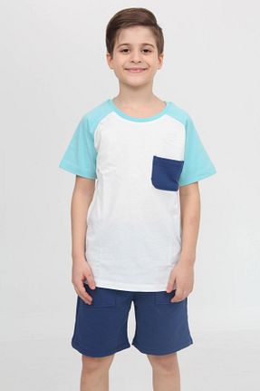 ست بالاتنه و پائین تنه آبی بچه گانه بافتنی Perendi - کد 900177541
