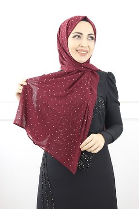 روسری زرشکی شیفون Modabanuda - کد 899383329