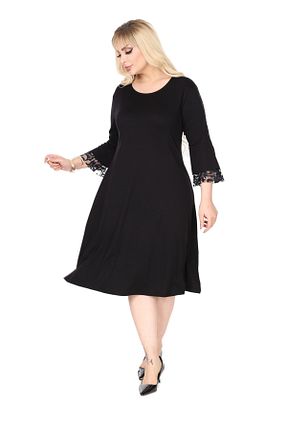 لباس سایز بزرگ مشکی زنانه پنبه - ویسکون - پلی استر MELSAY - کد 899393113