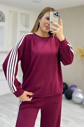 ست بالاتنه و پائین تنه زرشکی زنانه بافت CyRo - کد 899421759