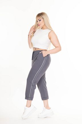 شلوار گرمکن سایز بزرگ طوسی زنانه کمر کش دار Esina - کد 899426814