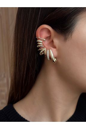 گوشواره استیل (فولاد) زرد زنانه Gümüş sandık - کد 899428284