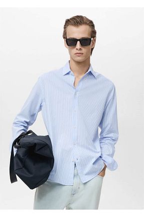 پیراهن آبی مردانه اسلیم MANGO Man - کد 899439642