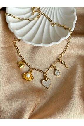 گردنبند استیل ( فولاد ) قهوه ای زنانه استیل (فولاد) Nour Co - کد 862031380