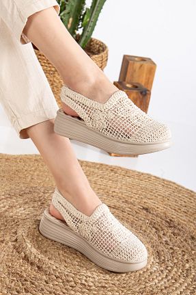 صندل بژ زنانه پاشنه تخت Mc vay Shoes - کد 899448250