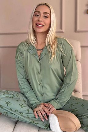 ست لباس راحتی سبز زنانه طرح دار Pijamaevi - کد 899447263